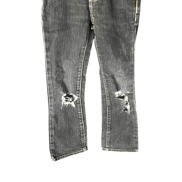 Old Navy Girls Black Boot Cut Denim Jeans Size 6 Adjustable Waist Distressed - Picture 3 of 12